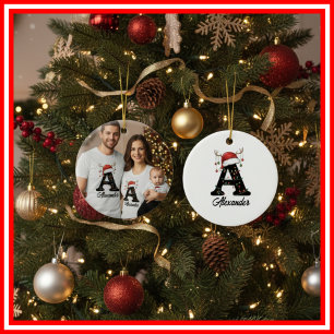 Adorno De Cerámica Foto de sombrero de Santa con cuernos de Navidad f