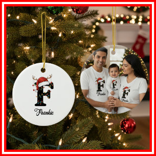 Adorno De Cerámica Foto de sombrero de Santa con cuernos de Navidad f