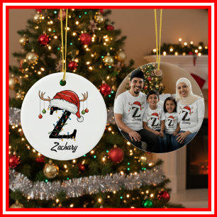 Adorno De Cerámica Foto de sombrero de Santa con cuernos de Navidad f