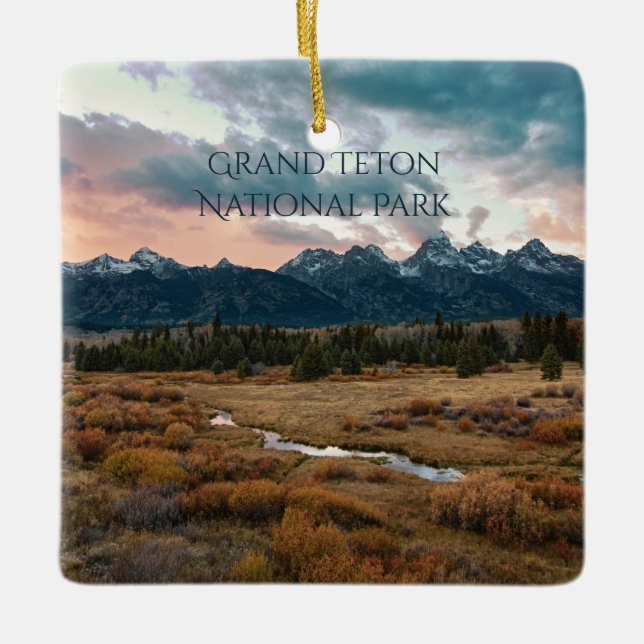 Adorno De Cerámica Foto de Sunset del Parque Nacional Grand Teton (Anverso)