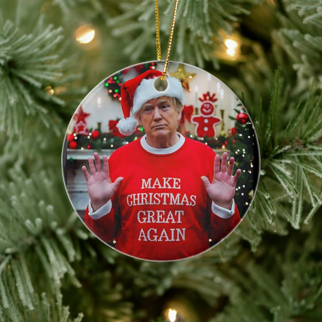 Adorno De Cerámica Foto de Trump | Trump vuelve a hacer grandes Navid (Árbol)