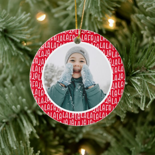 Adorno De Cerámica Foto de vacaciones de Navidades rojos personalizad (Árbol)