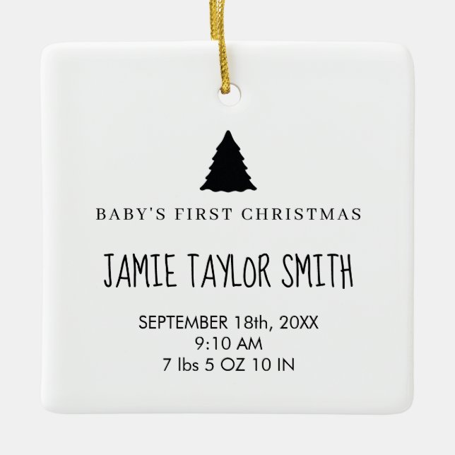 Adorno De Cerámica Foto del bebé Keepsake Nombre Fecha de nacimiento  (Anverso)