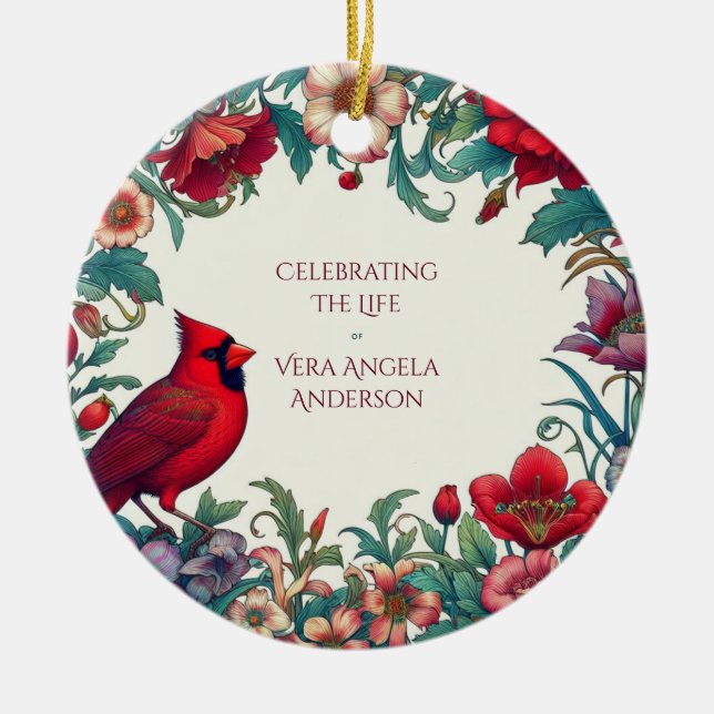 Adorno De Cerámica FOTO del Cardenal Rojo (Frente)