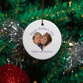 Adorno De Cerámica Foto del corazón del Día de la Madre