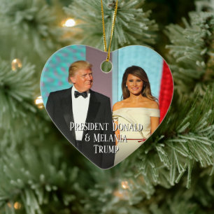 Adorno De Cerámica Foto del corazón del presidente Donald Trump y Mel