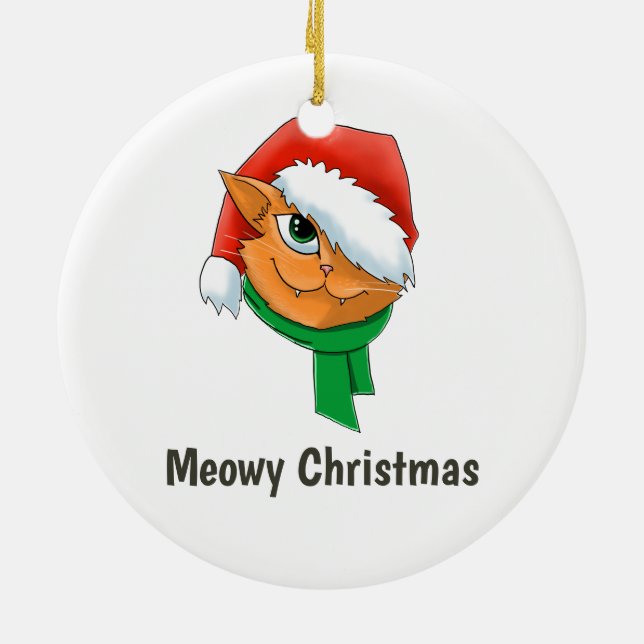 Adorno De Cerámica Foto del gato de los navidades (Atrás)