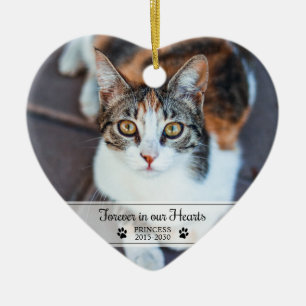 Adorno De Cerámica Foto del gato memorial para siempre en nuestros co