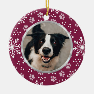 Adorno De Cerámica Foto del Mascota del patrón Paw del copo de nieve