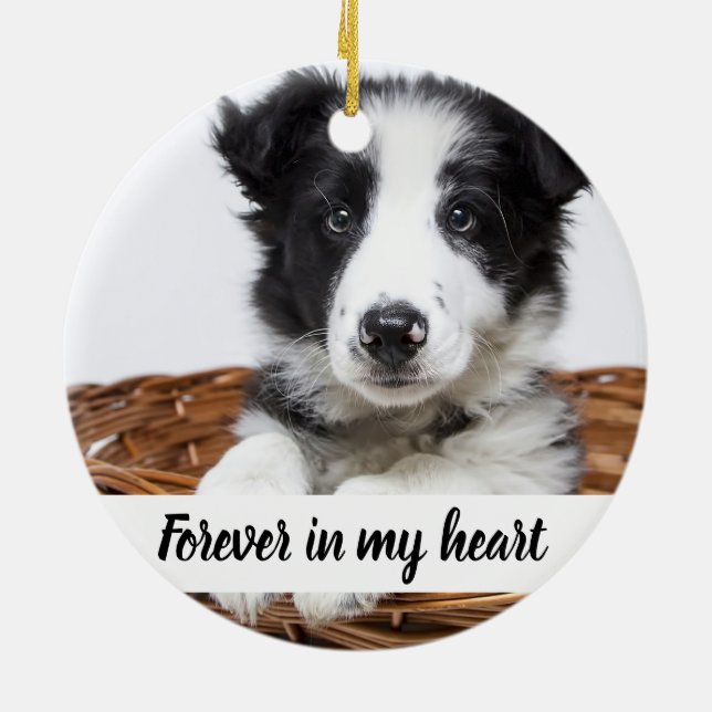 Adorno De Cerámica Foto del mascota del perro conmemorativo (Atrás)