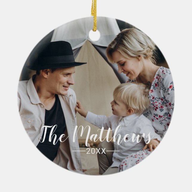 Adorno De Cerámica Foto del personalizado con apellido (Atrás)