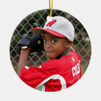 Adorno De Cerámica Foto del personalizado del navidad del béisbol