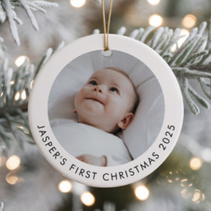 Adorno De Cerámica Foto del primer Navidad del bebé