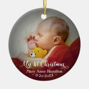 Adorno De Cerámica Foto del primer Navidad del bebé