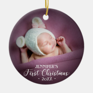 Adorno De Cerámica Foto del primer Navidad del bebé