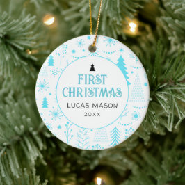 Adorno De Cerámica Foto del primer Navidad del bebé Moderna