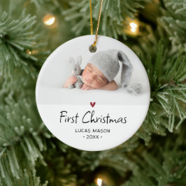 Adorno De Cerámica Foto del primer Navidad del bebé moderno