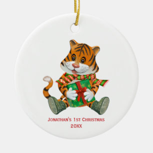 Adorno De Cerámica Foto del primer Navidad del bebé tigre bebé