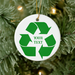 Adorno De Cerámica Foto del símbolo verde de reciclaje de Navidad
