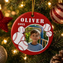 Foto deportiva personalizada de béisbol rojo