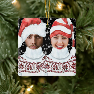 Adorno De Cerámica Foto Divertida Personalizada de Navidad