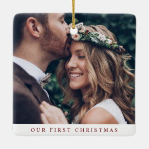Adorno De Cerámica Foto elegante de Navidad para recién casados y fel