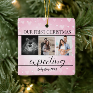 Adorno De Cerámica Foto Embarazo Nuevos Padres 1er Navidad Esperando