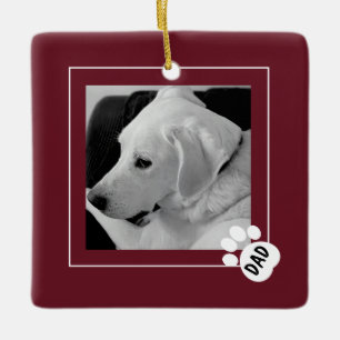 Adorno De Cerámica Foto en blanco y negro de papá perro lindo pata gr