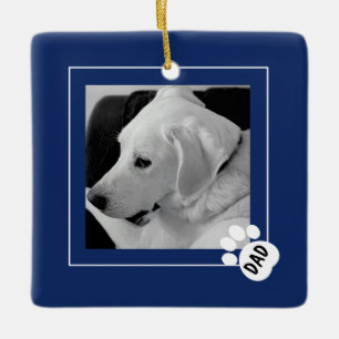 Adorno De Cerámica Foto en blanco y negro de papá perro lindo pata ma