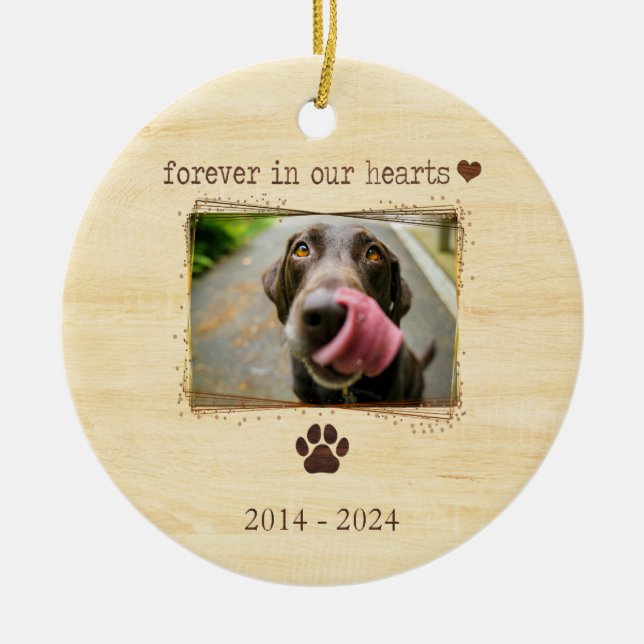 Adorno De Cerámica Foto en memoria de perros personalizada (Frente)