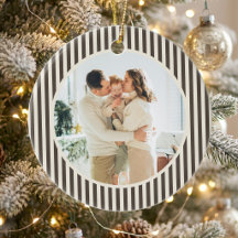 Foto Familiar de Navidad con Rayas Marrones Modern