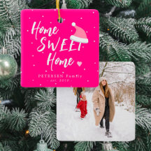 Foto familiar de Navidad rosa nombre hogar dulce h