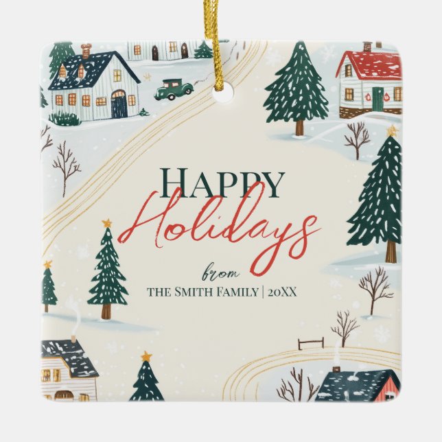 Adorno De Cerámica Foto familiar de navidades de Winter Village (Anverso)