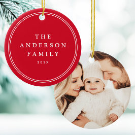 Adorno De Cerámica Foto familiar elegante nombre de frontera año rojo