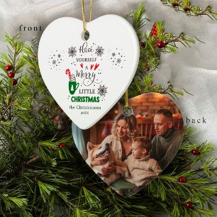 Adorno De Cerámica Foto Familiar Festiva Ten Una Feliz Navidad