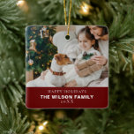 Adorno De Cerámica Foto familiar minimalista con Mascotas Navidades<br><div class="desc">Presentamos nuestra "Colección de decoración de Navidades rojos oscuros", un rico conjunto festivo que aporta calidez y elegancia a sus festividades. Esta colección cuenta con una impresionante variedad de decoraciones de árboles de Navidad de color rojo oscuro, ornamentos y accesorios que le dan un toque de sofisticación y espíritu festivo...</div>