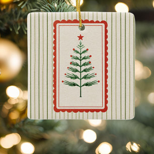 Adorno De Cerámica Foto Familiar Personalizada de Árbol de Navidad Re