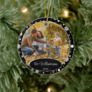 Adorno De Cerámica Foto familiar personalizada de Navidad 2025