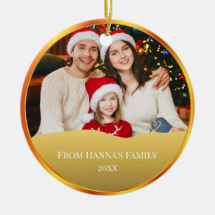 Adorno De Cerámica Foto familiar personalizada y Feliz Navidad