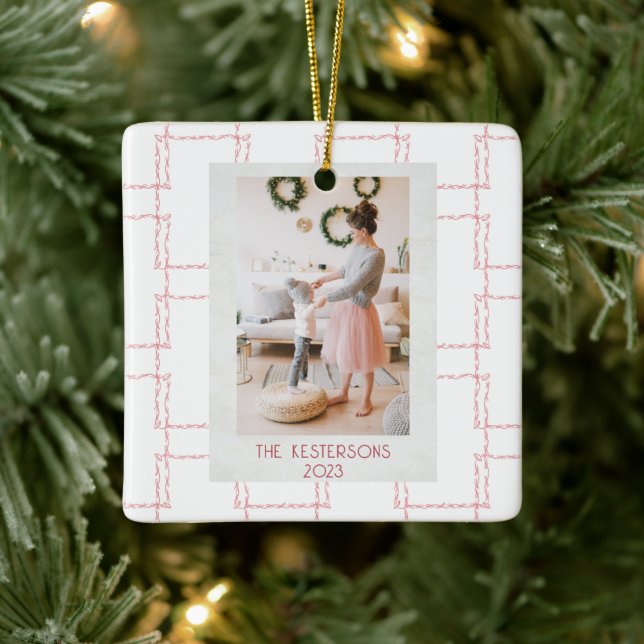 Adorno De Cerámica Foto geométrica rosa de los navidades (Árbol)