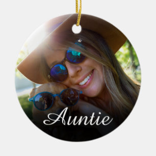 Adorno De Cerámica Foto Girly Pink Fun Script Definición de tía