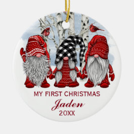 Adorno De Cerámica FOTO Gnomes mi primera fiesta navideña acuarela