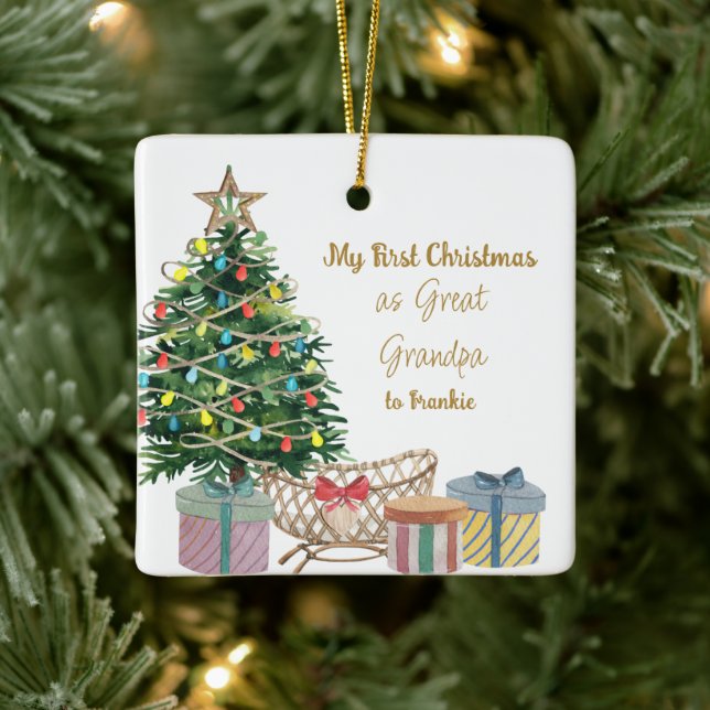 Adorno De Cerámica Foto Gran Abuelo Primer árbol de Navidad y cuna (Árbol)