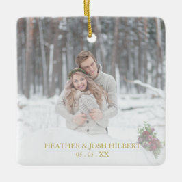 Adorno De Cerámica Foto Holly ramifica a nuestros primeros Navidades 