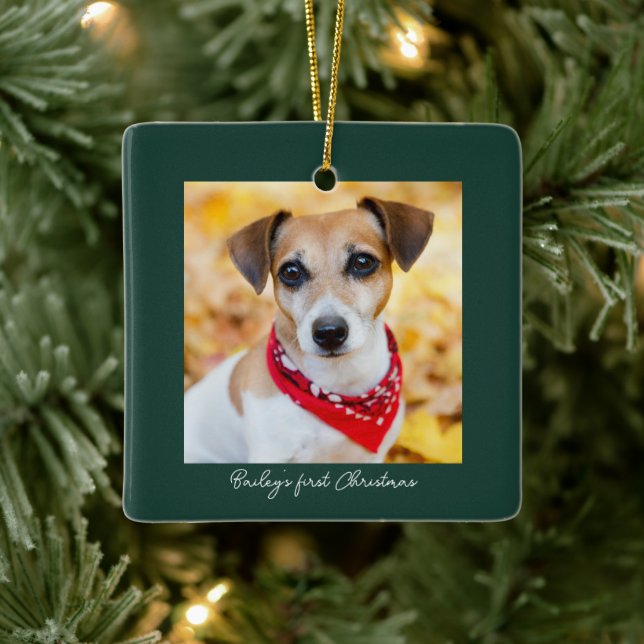 Adorno De Cerámica Foto mascota Nombre de Navidad (Árbol)