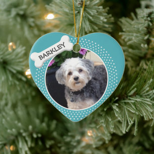 Adorno De Cerámica Foto Mascota personalizada con hueso de perro