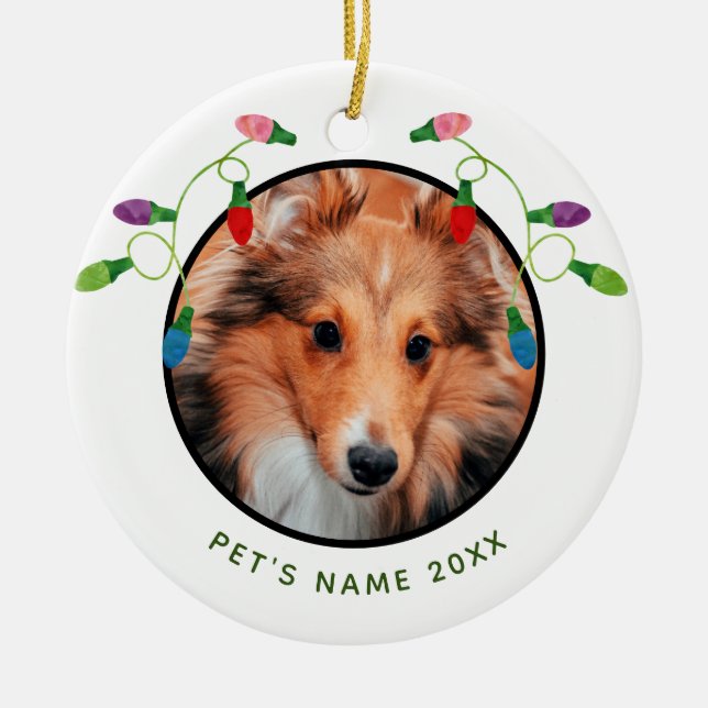 Adorno De Cerámica Foto Mascota personalizada con luces Navidades (Frente)
