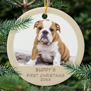 Adorno De Cerámica Foto Mascota personalizada de los primeros Navidad