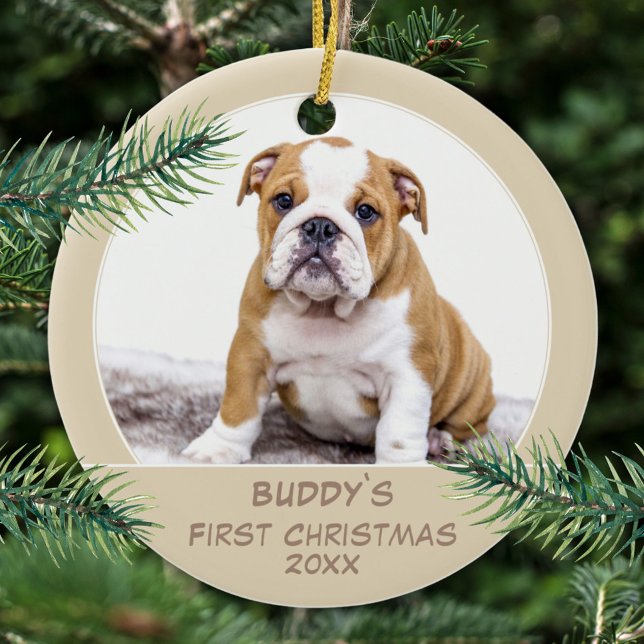 Adorno De Cerámica Foto Mascota personalizada de los primeros Navidad (Subido por el creador)