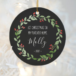 Adorno De Cerámica Foto mascota Primera Navidad en nuevo hogar Blanco